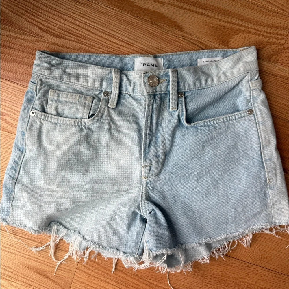 Frame Denim Le Brigette Splitscreen Jean Short High-Rise Frayed Women’s Size 24
